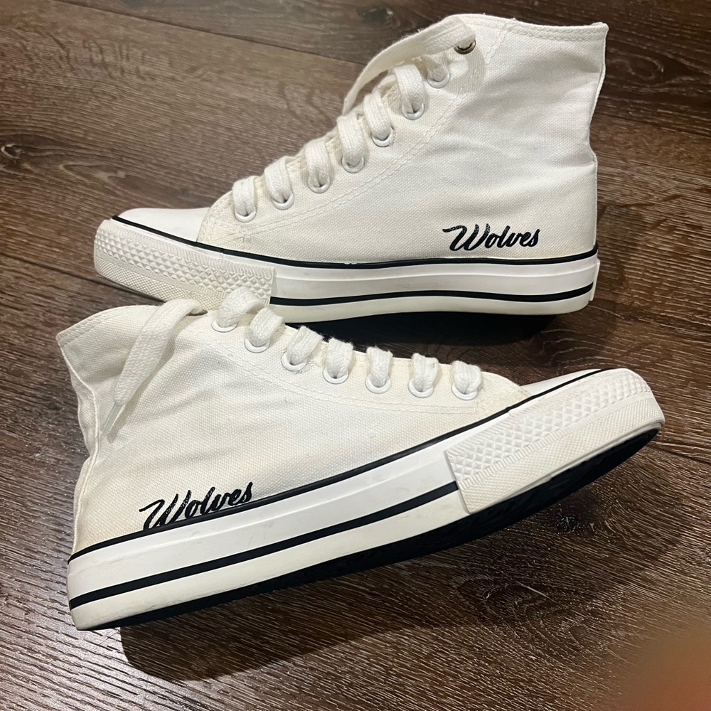 Wolves darc sport White High-Top Sneakers with Black wolf Design size 8 - Picture 2 of 13
